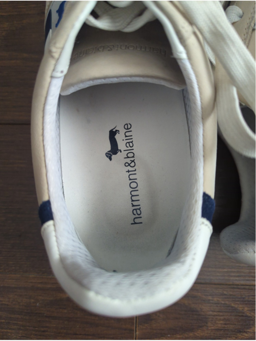 Men's Harmont & Blaine Sneakers in Beige and Blue with Side Logo - Picture 11 of 14